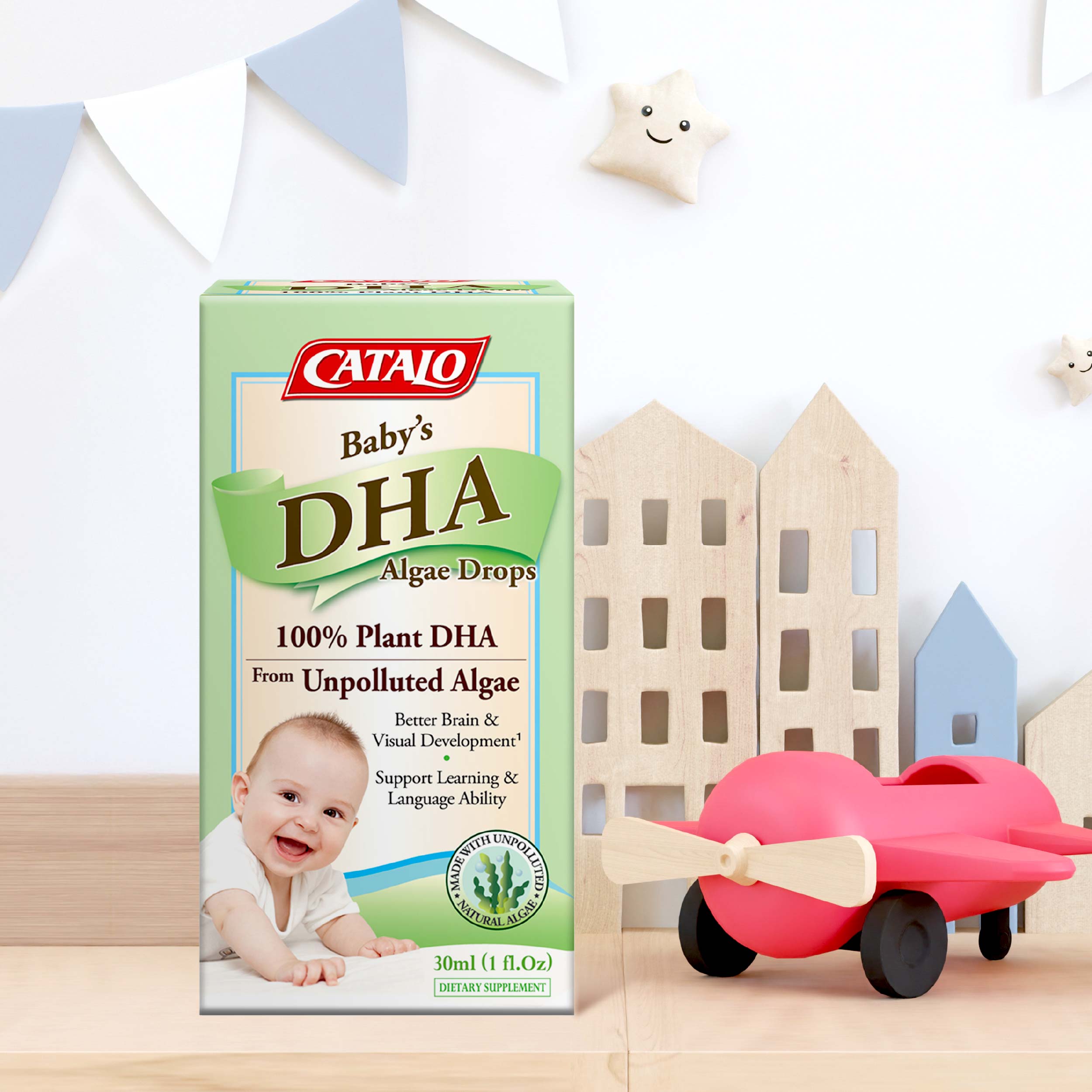 CATALO家得路嬰兒藻油DHA活腦補眼滴劑 30毫升,含life’sDHA™高純度藻油,促進腦部及視力發育,純淨素食配方,適合5磅以上嬰兒。
